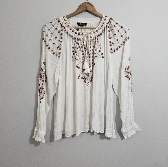 NWT Anthro RD + Koko Beaded Boho Top - Picture 1 of 4